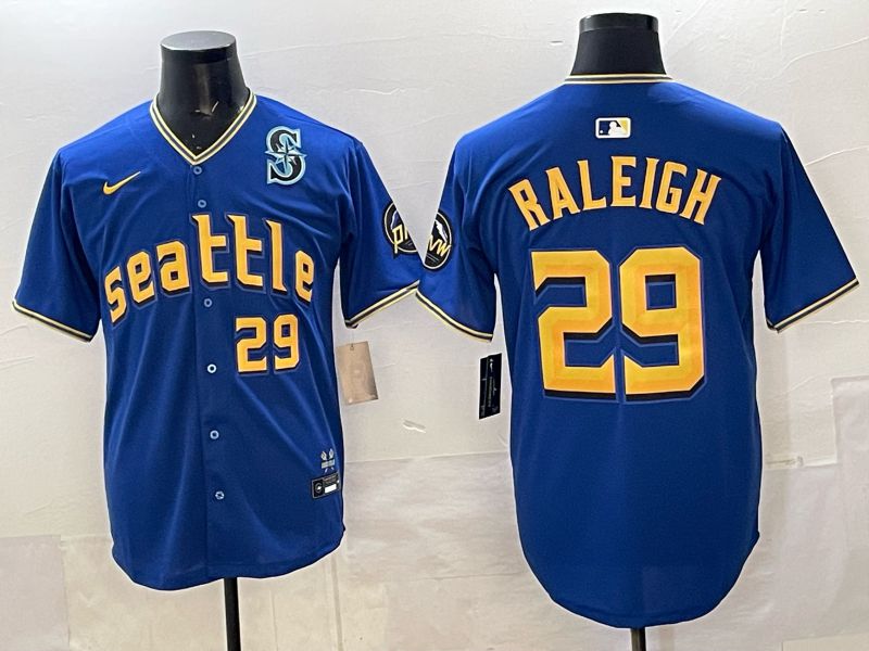 Men 2025 Seattle Mariners #29 Raleigh Blue City Edition Nike MLB Jersey 55